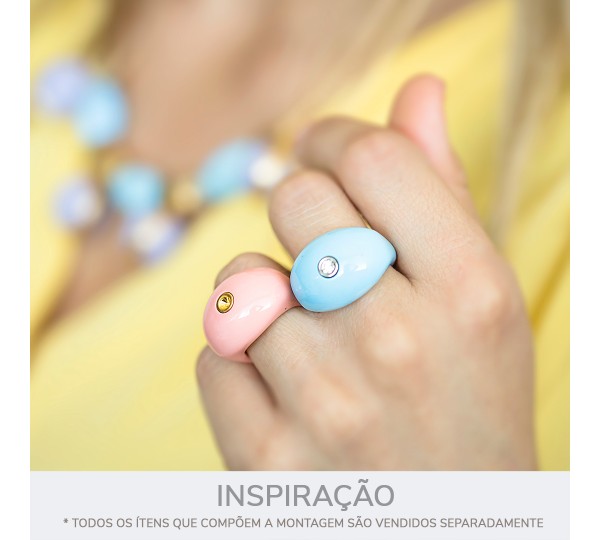 Anel Acrílico Rosa com Strass N° 17