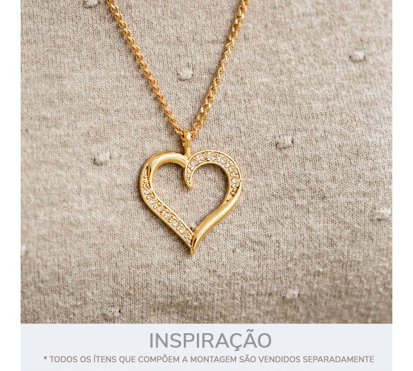 Pingente de Coração Ouro com Strass 47mm