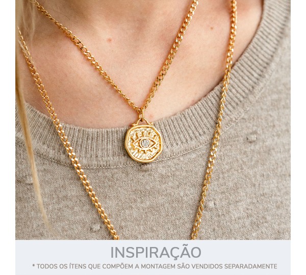 Pingente Olho Grego Orgânico Ouro 23mm