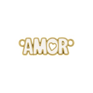 Pingente Amor Ouro com Branco 35mm