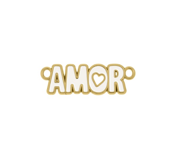 Pingente Amor Ouro com Branco 35mm