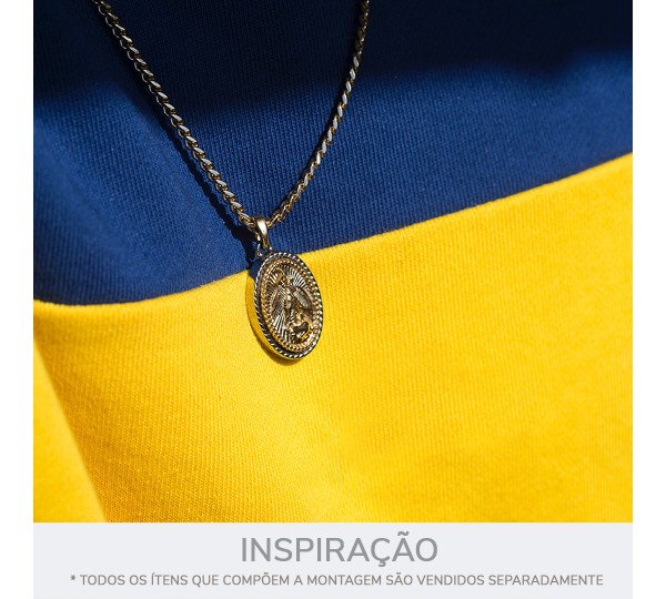 Pingente São Miguel Arcanjo Níquel com Ouro 28mm