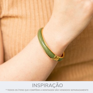 Pulseira Ouro com Acrílico Verde 68mm