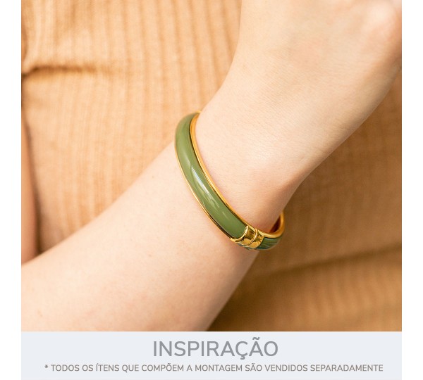 Pulseira Ouro com Verde Oliva 68mm