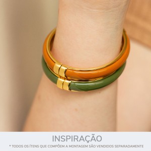 Pulseira Ouro com Acrílico Caramelo 68mm