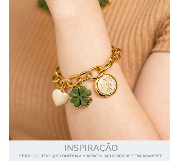 Pingente Cacto Ouro com Aplique Pérola 27mm