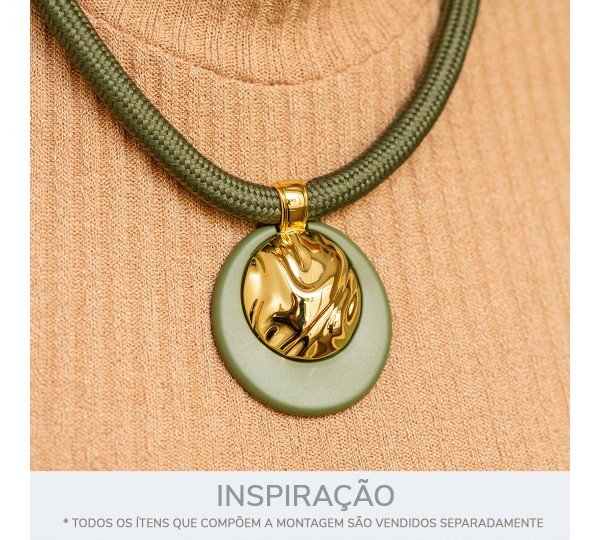 Pingente Orgânico Ouro com Verde 50mm
