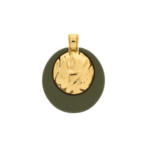 Pingente Orgânico Ouro com Aplique Verde 50mm