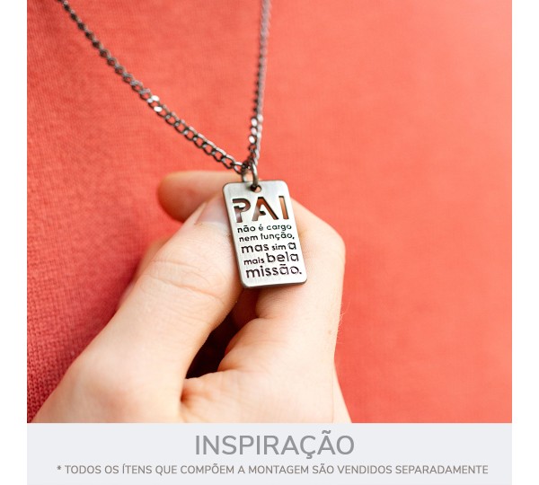 Pingente Medalha Pai Grafite Escovado 32mm