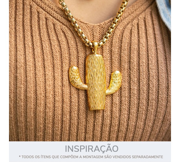 Pingente Cacto Ouro 62mm