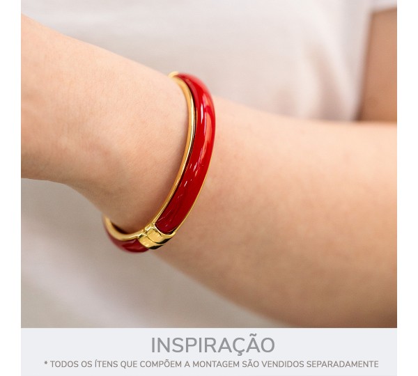 Pulseira Ouro com Vermelho 68mm