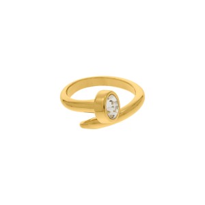 Anel Prego Ouro com Strass Cristal 18mm