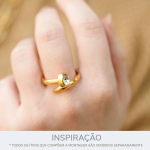 Anel Prego Ouro com Strass Cristal 18mm