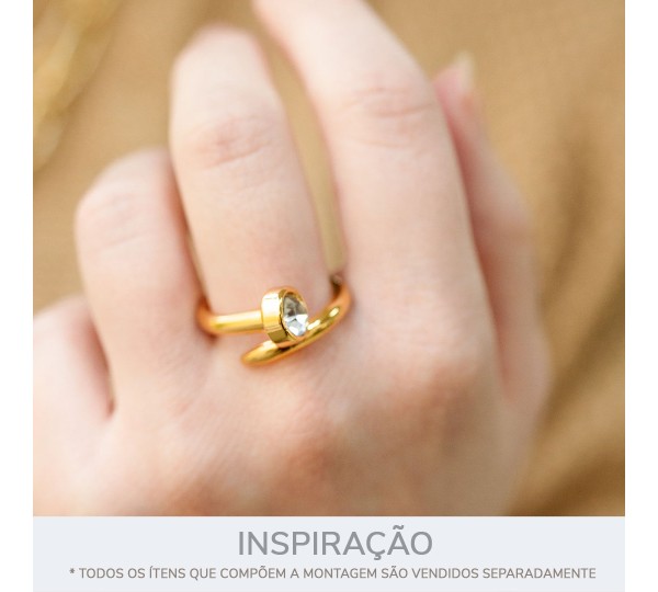 Anel Prego Ouro com Strass Cristal N° 20