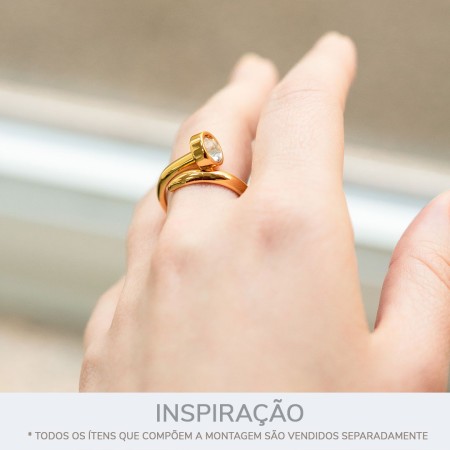 Anel Prego Ouro com Strass Cristal N° 20