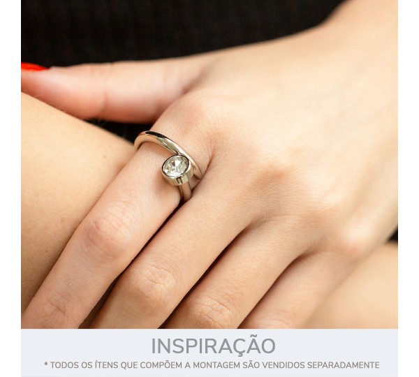 Anel Prego Níquel com Strass Cristal N° 20