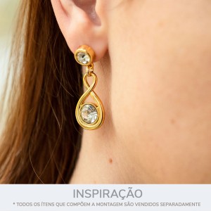 Pingente Infinito Ouro com Strass Cristal 26MM