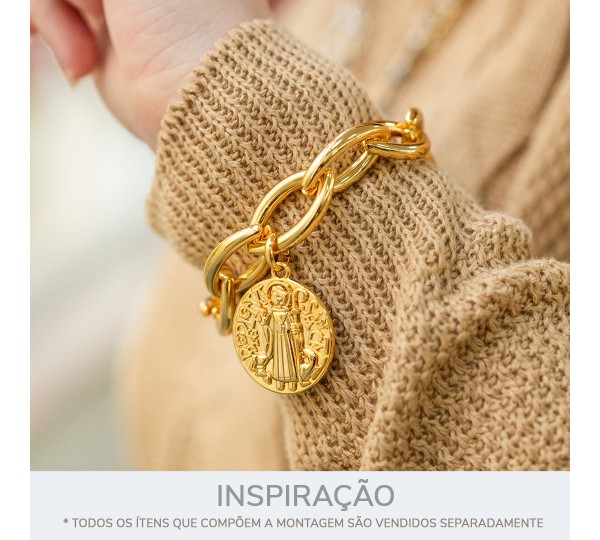 Pingente Medalha São Bento Ouro 27mm