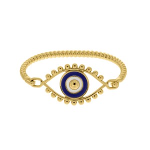 Pulseira Olho Grego Ouro com Resina Azul 69mm