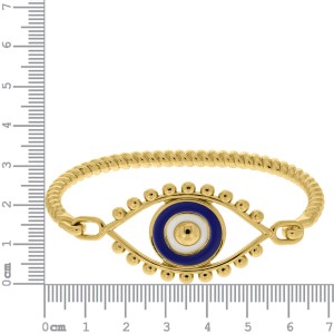 Pulseira Olho Grego Ouro com Resina Azul 69mm
