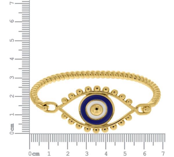 Pulseira Olho Grego Ouro com Azul 69mm