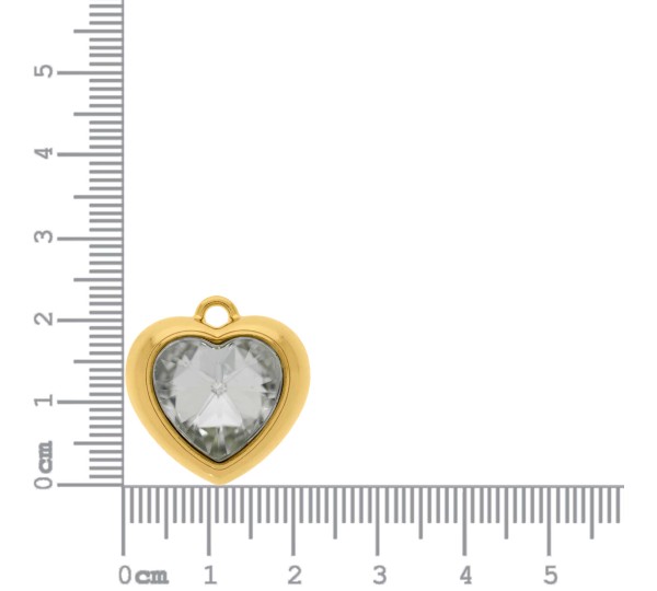 Pingente Coração Ouro com Cristal 23MM