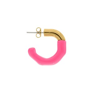 Base para Brinco Ouro com Aplique Rosa Pink 24mm