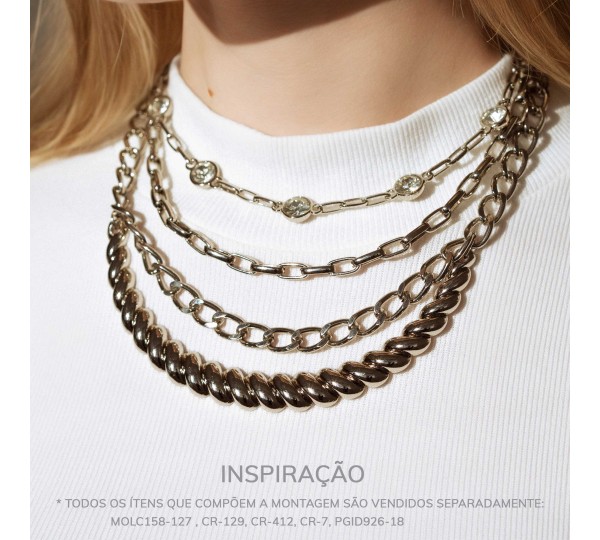 Pingente com Duas Saídas Níquel com Strass 18mm