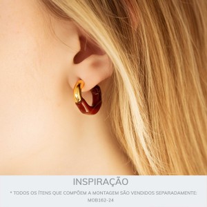 Base para Brinco Ouro com Aplique Marsala 24mm