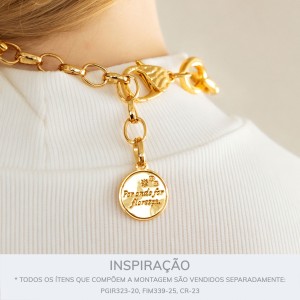 Pingente Medalha Mulher Ouro 24mm