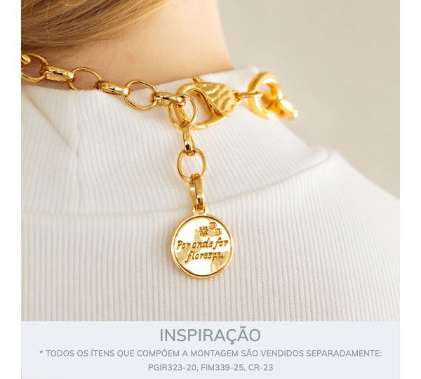 Pingente Medalha Mulher Ouro 24mm