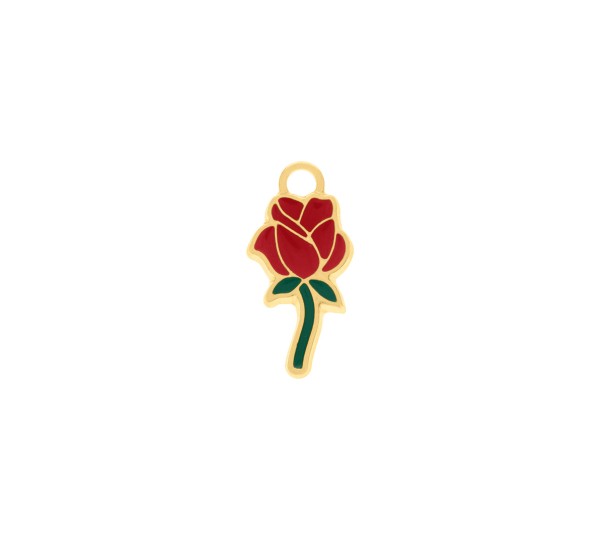 Pingente Rosa Ouro com Resina 20mm