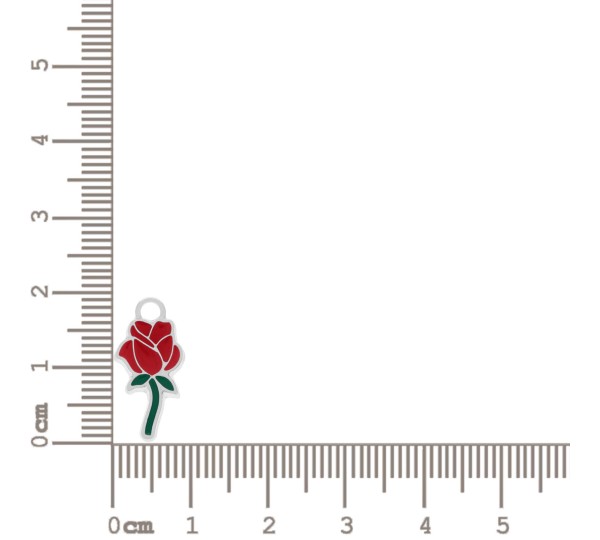 Pingente Rosa Níquel com Vermelho 20mm