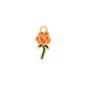 Pingente Rosa Ouro com Laranja 20mm