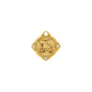 Pingente Signo Capricórnio Ouro com Cristal 26mm