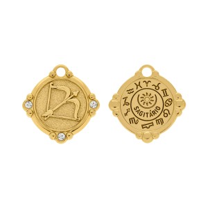 Pingente Signo Sagitário Ouro com Cristal 26mm