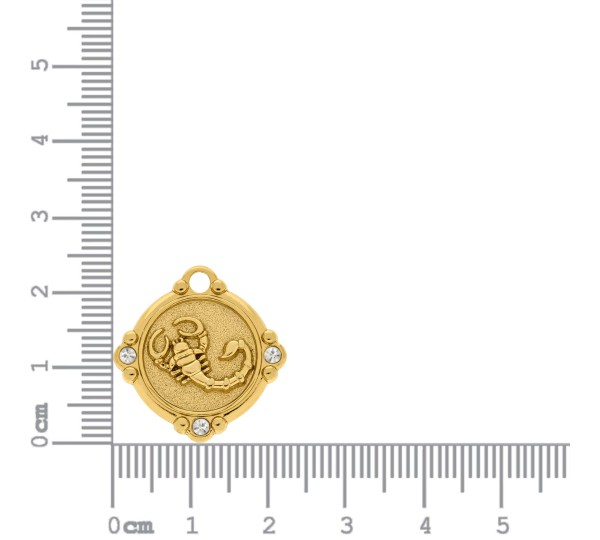 Pingente Signo Escorpião Ouro com Cristal 26mm