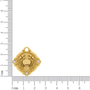 Pingente Signo Câncer Ouro com Cristal 26mm