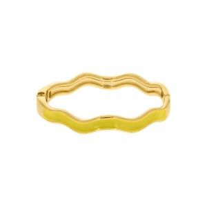 Pulseira Onda Ouro com Resina Amarelo 68mm