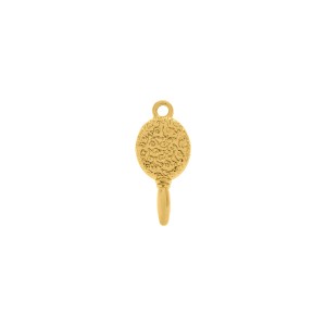 Pingente Espelho Ouro com Resina Pérola 23mm