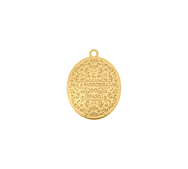 Pingente Padroeira do Brasil Ouro com Pérola 48mm
