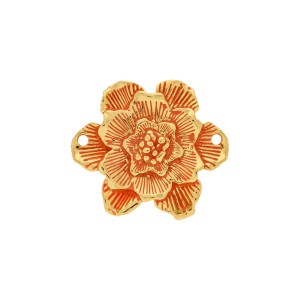 Pingente Flor com duas saídas Ouro com Laranja 48mm