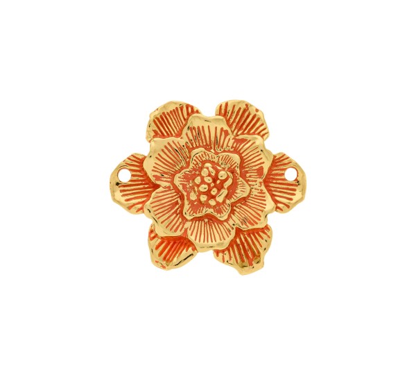 Pingente Flor com duas saídas Ouro com Laranja 48mm