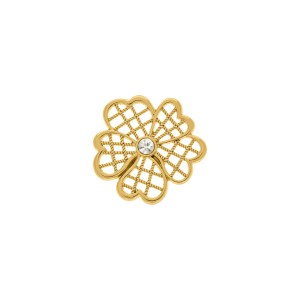 Pingente Flor Vazada Ouro com Strass 30mm