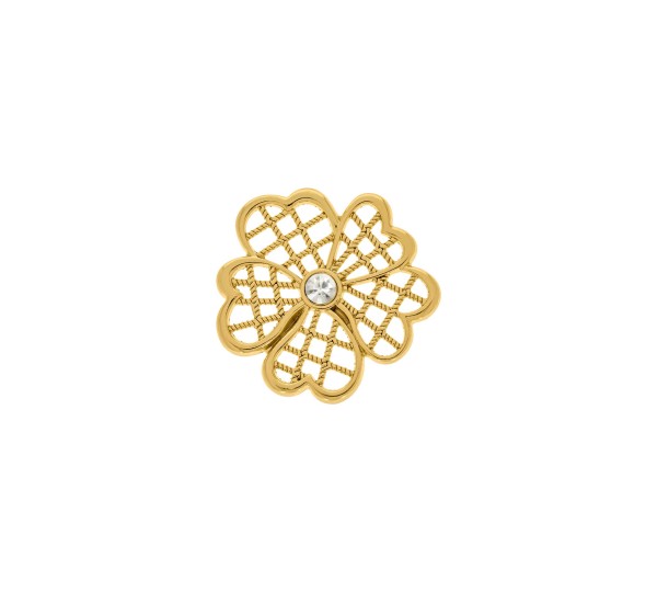 Pingente Flor Vazada Ouro com Strass 30mm