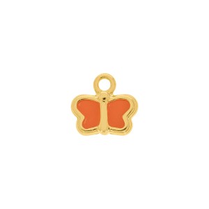 Pingente Borboleta Ouro com Laranja 13mm