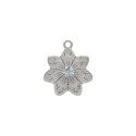Pingente Flor Níquel com Strass Azul 25mm