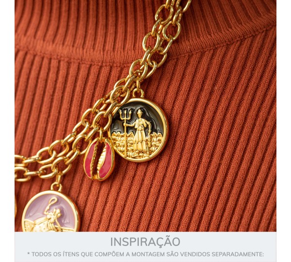 Pingente Exu Ouro com Preto 26mm