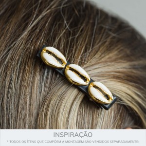 Pingente Búzio Ouro com Branco 18mm