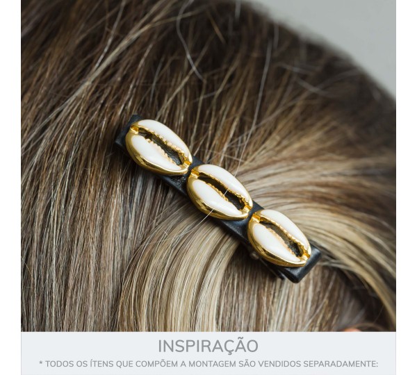 Pingente Búzio Ouro com Branco 18mm